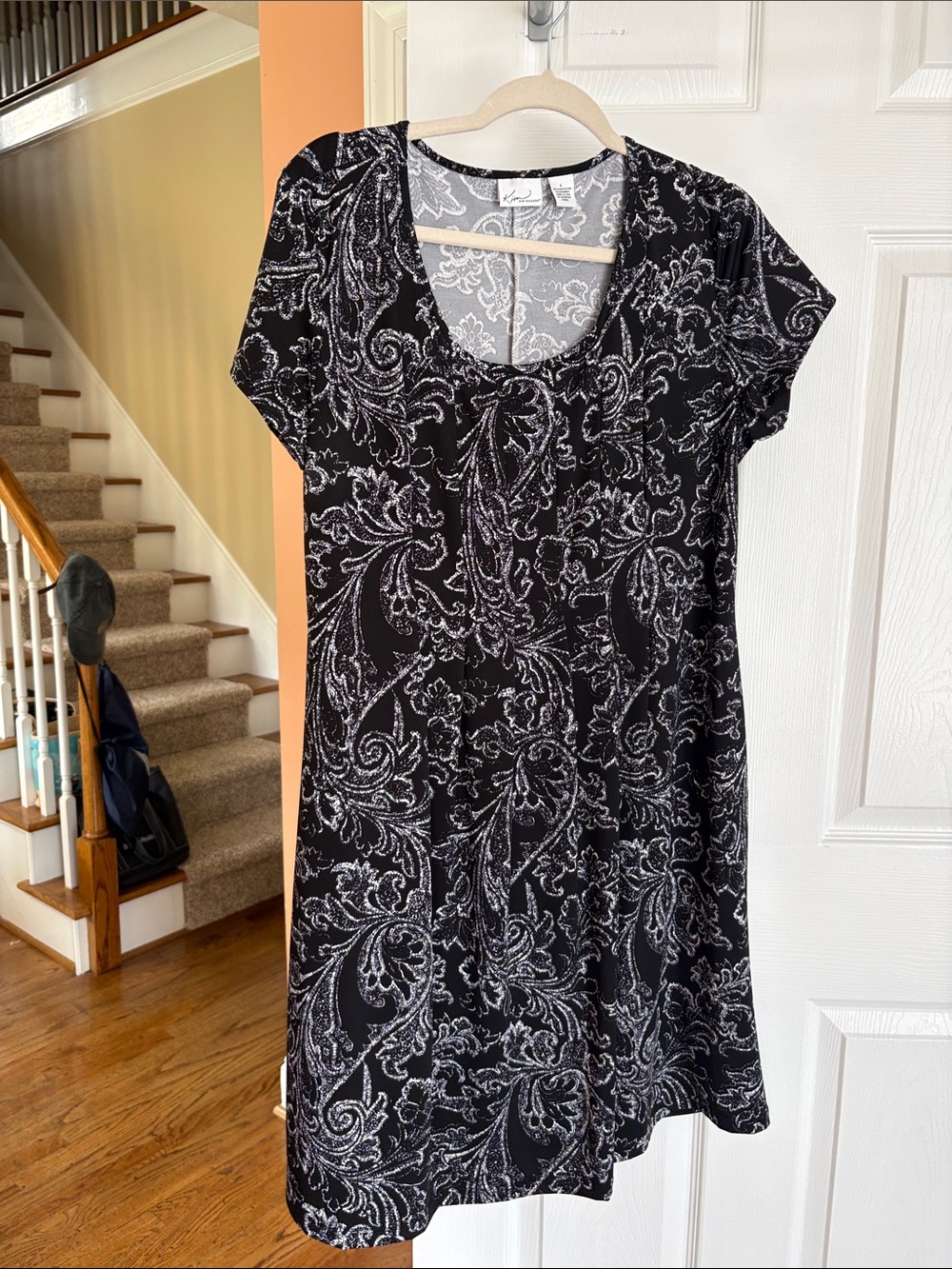 Kim Rogers Black and White Paisley Midi Dress